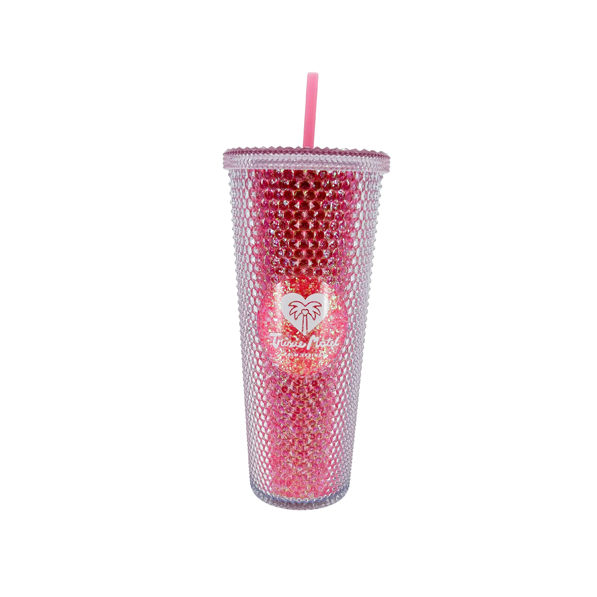 Straw Topper Heart Hot Pink Parade Glitter Shiny Studded Cup Tumbler  Toppers 